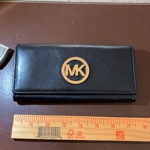 Michael Kors Black Wallet with Gold Emblem
